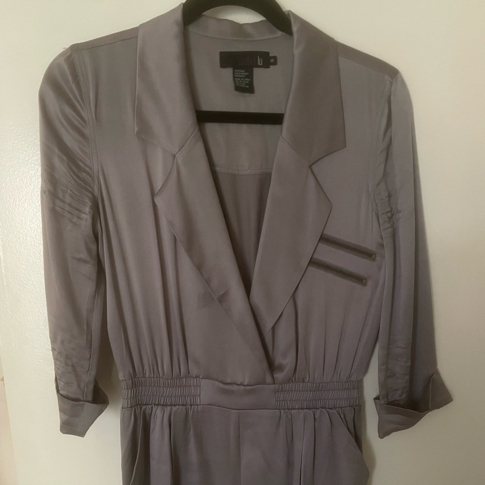 Isabel Lu 100% Silk Silver Romper